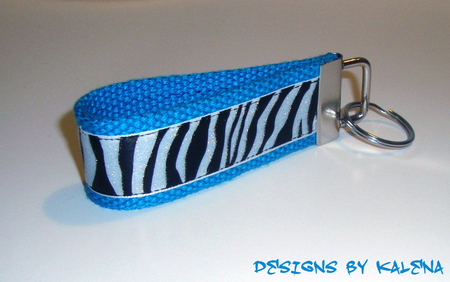 Mini Zebra Key Fob - Aqua Iridescent - Keychain