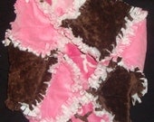 Camouflage Minky Rag Quilt - Pink, White, Brown - Camo Little Girl Lovey - Security Quilt