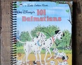 101 Dalmatians/ Little Golden Book/ Recycled journal/ spiral journal/ Upcycled book