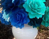 Paper Flowers - Wedding Flowers - Handmade - Stemmed - Custom Orders - Wide Variety Of Colors - Set of 12 - X-Large Il_170x135