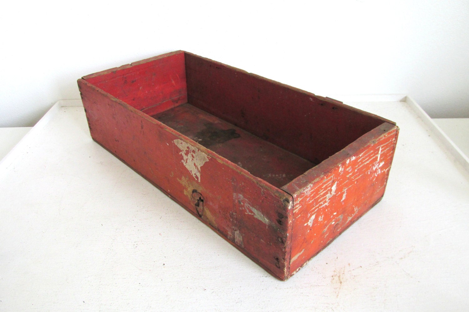 Vintage Orange Wood Box