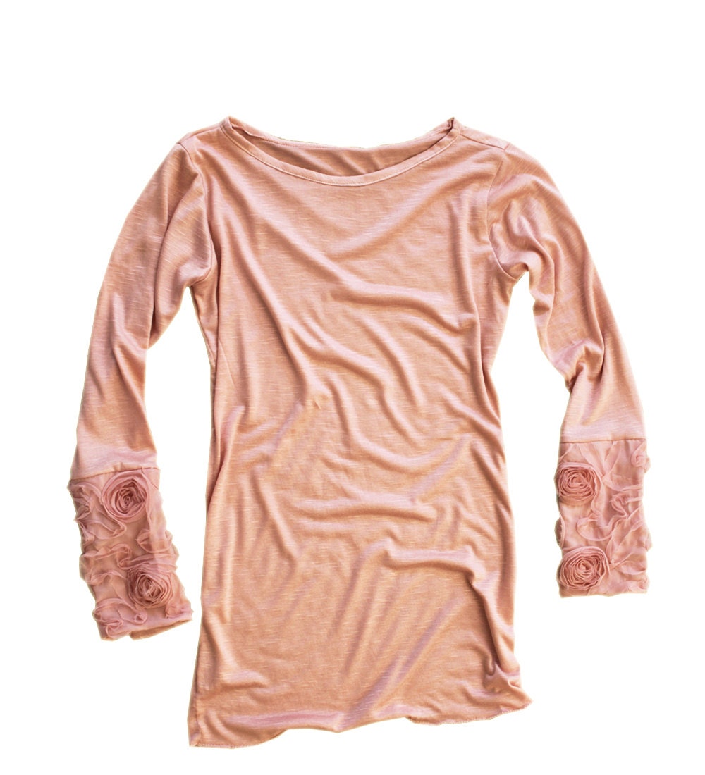 Womens top pastel pink or black extra long pull over by tratgirl
