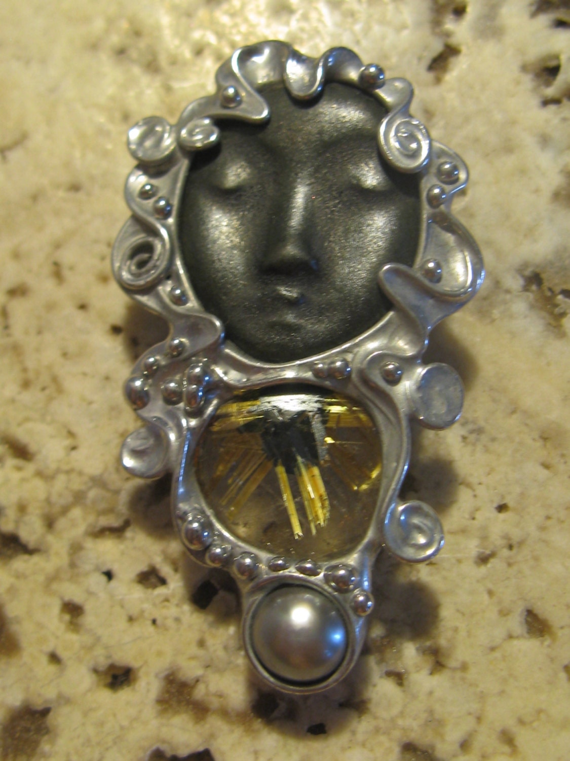 Dark Beauty Pin or Pendant