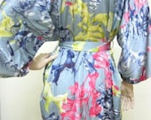 BIG SALE from Usd 45 - Silk Satin Kimono Robe in Floral Short Kimono Gift for Her Bridesmaid Robes Wedding Robes Loungwear