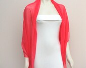 Luxe Coral Chiffon Pashmina Bridal Shawl Bridal Stole Bride Bridesmaid Stole Scarf Wedding 72" X 24"