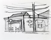 Crest Cafe Hillcrest San Diego Pencil Drawing