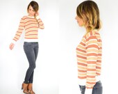 neutral striped TINY FIT retro classic timeless SWEATER jumper, extra small-small