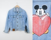 80s Vintage Mickey Mouse Love Jean Jacket (M, L)