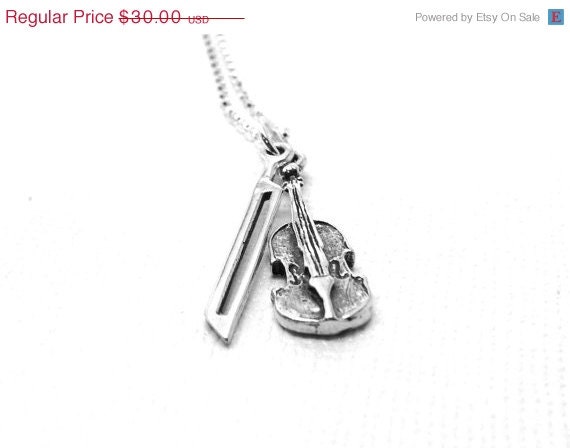On Sale Violin Necklace, Sterling Silver