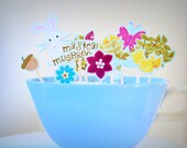 garden party cupcake picks- set of 10- flowers birds butterflies