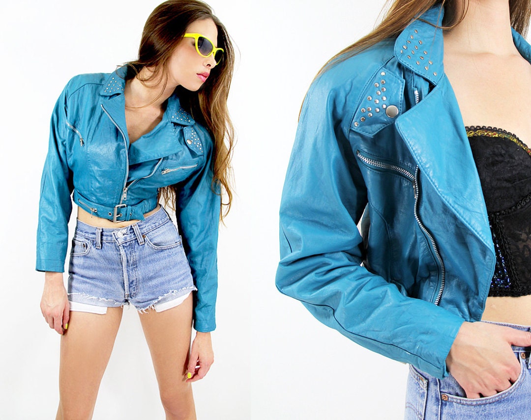 80s LEATHER MOTORCYCLE Jacket STUDDED - Vintage Clothes by TatiTatiVintage on Etsy