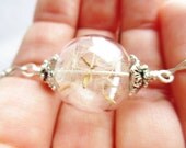 Real Dandelion Seed Glass Orb Necklace In Silver Small Orb