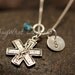 Hand Stamped Mini Initial Sterling Silver Medical Star of Life Paramedic Charm Necklace