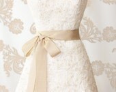 Bridal Sash - Romantic Luxe Grosgrain Ribbon Sash - Wedding Sashes - Champagne -  Bridal Belt