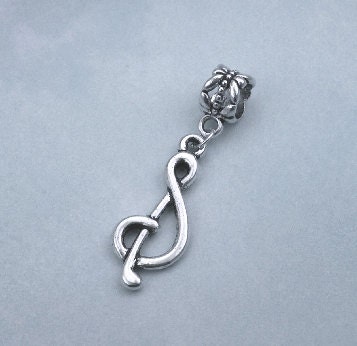 4pc Silver Music Charms Treble Clef Pendants for Handmade Jewelry