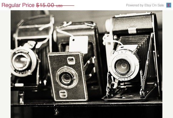 SALE 30% OFF Camera Art: The Camera Collecter  5x7 Fine Art Photography Black and White photo Camera Vintage camera print