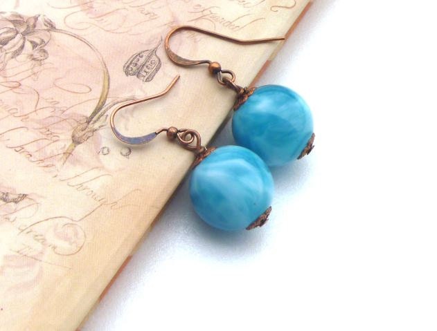 Blue Earrings. Dangle Earrings. Vintage Beads.