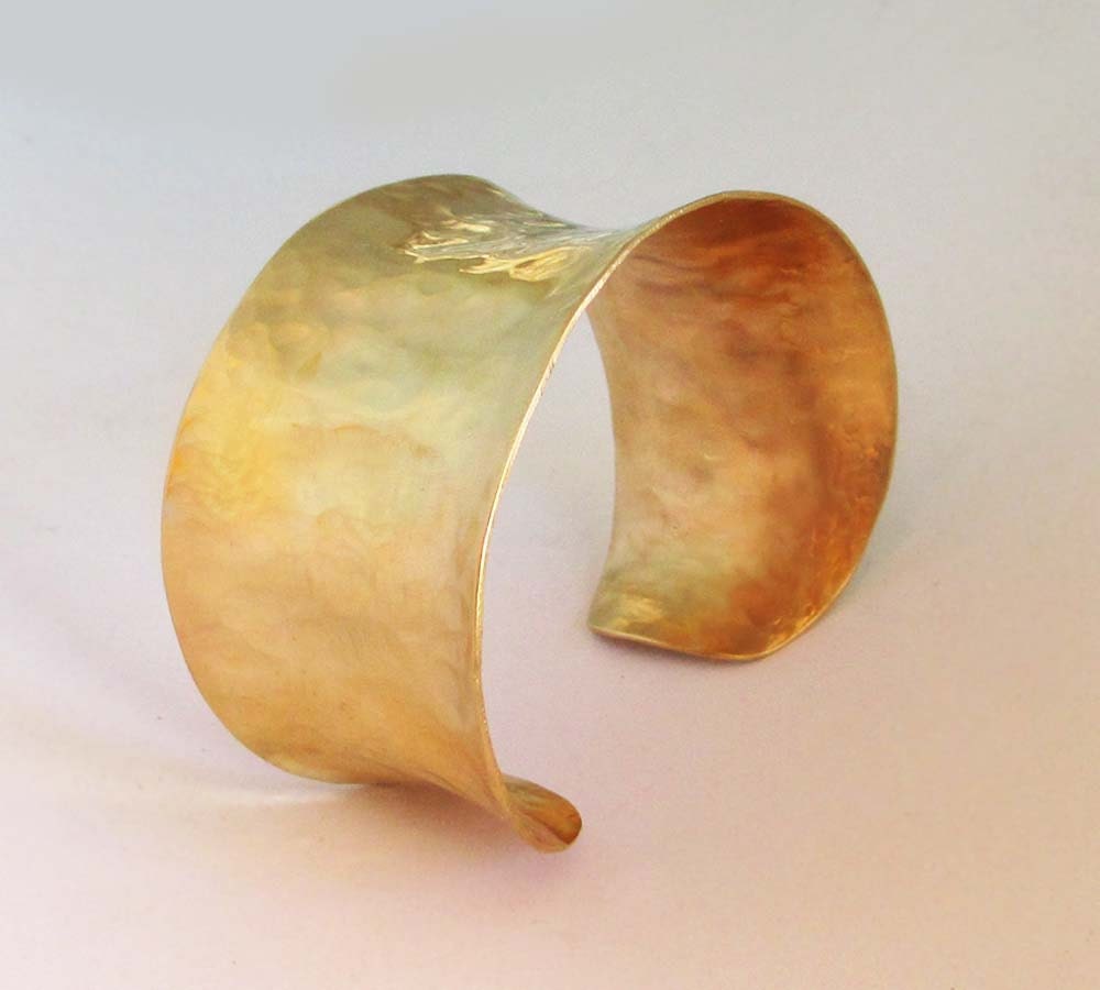 Gold Cuff Bracelet Modern Jewelry Hammered Brass Cuff
