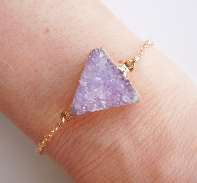 Lavender Druzy Bracelet, Statement Bracelet, OOAK