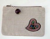 Medium sized zippered Makeup and Cosmetic bag, Cosmetic pouch,