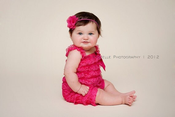 Sweet Petite Hot Pink Organza Flower Headband - Newborn and Baby Girl Valentine Headband