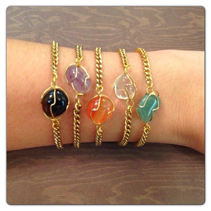 Vintage Polished Stone Bracelets -Made To Order - One of a Kind