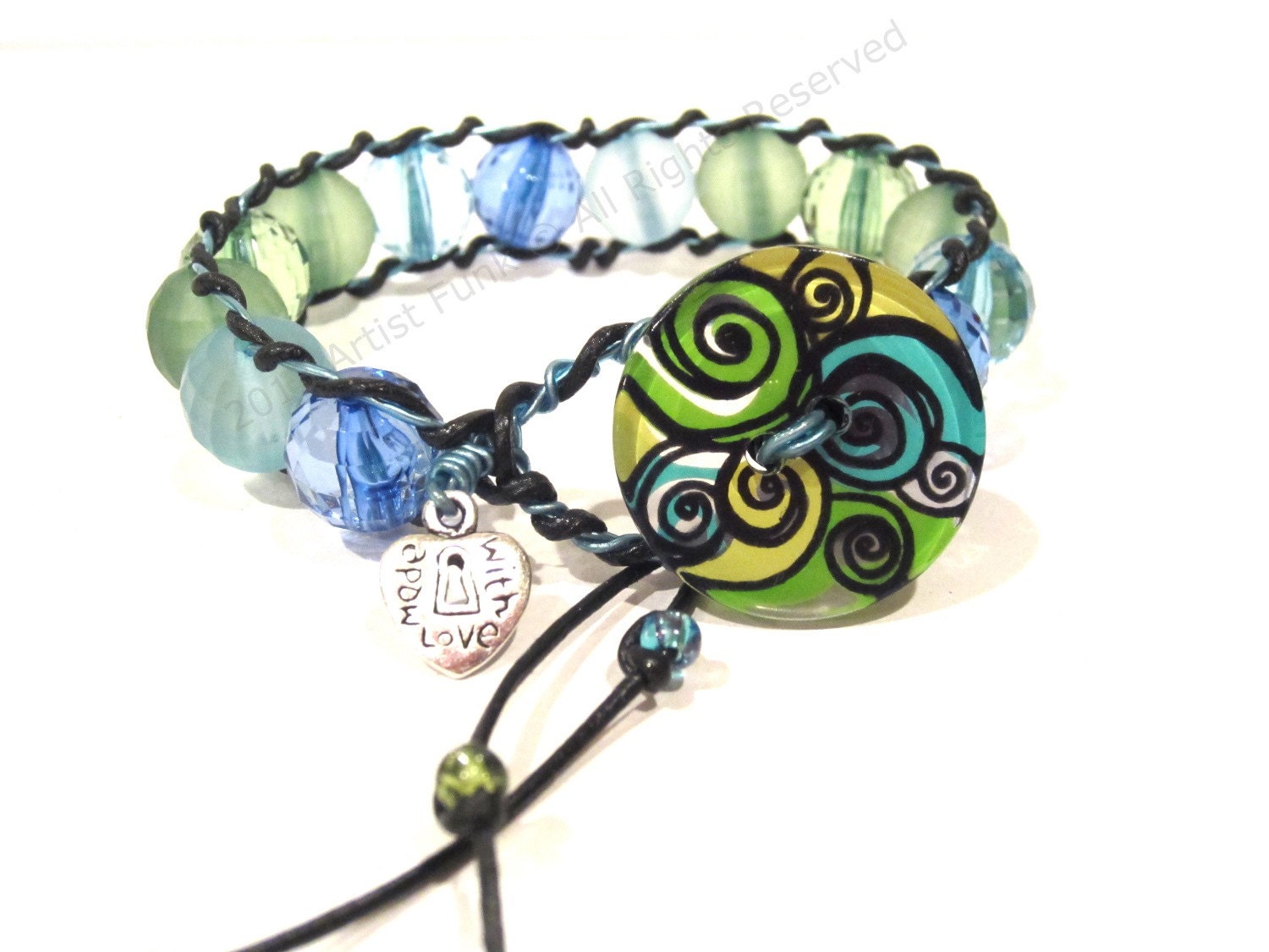 Artistic Jewelry, Women's Bracelet, Leather Bracelet, Wrap Bracelet, Leather And Bead Wrap Bracelet