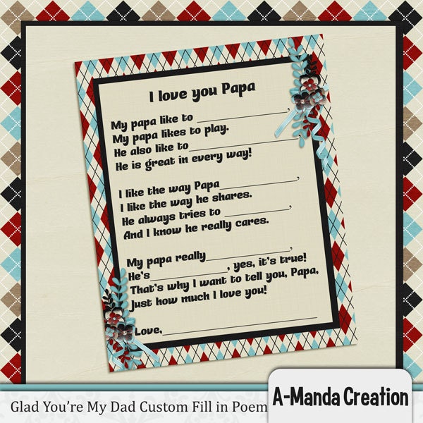 Father's Day Fill in Poem Gift CUSTOM Il_170x135