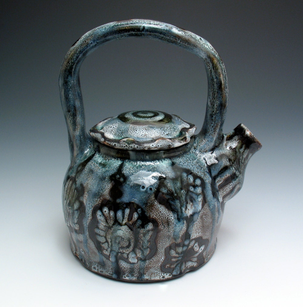 SALE: Abstract Glazed Stoneware Teapot