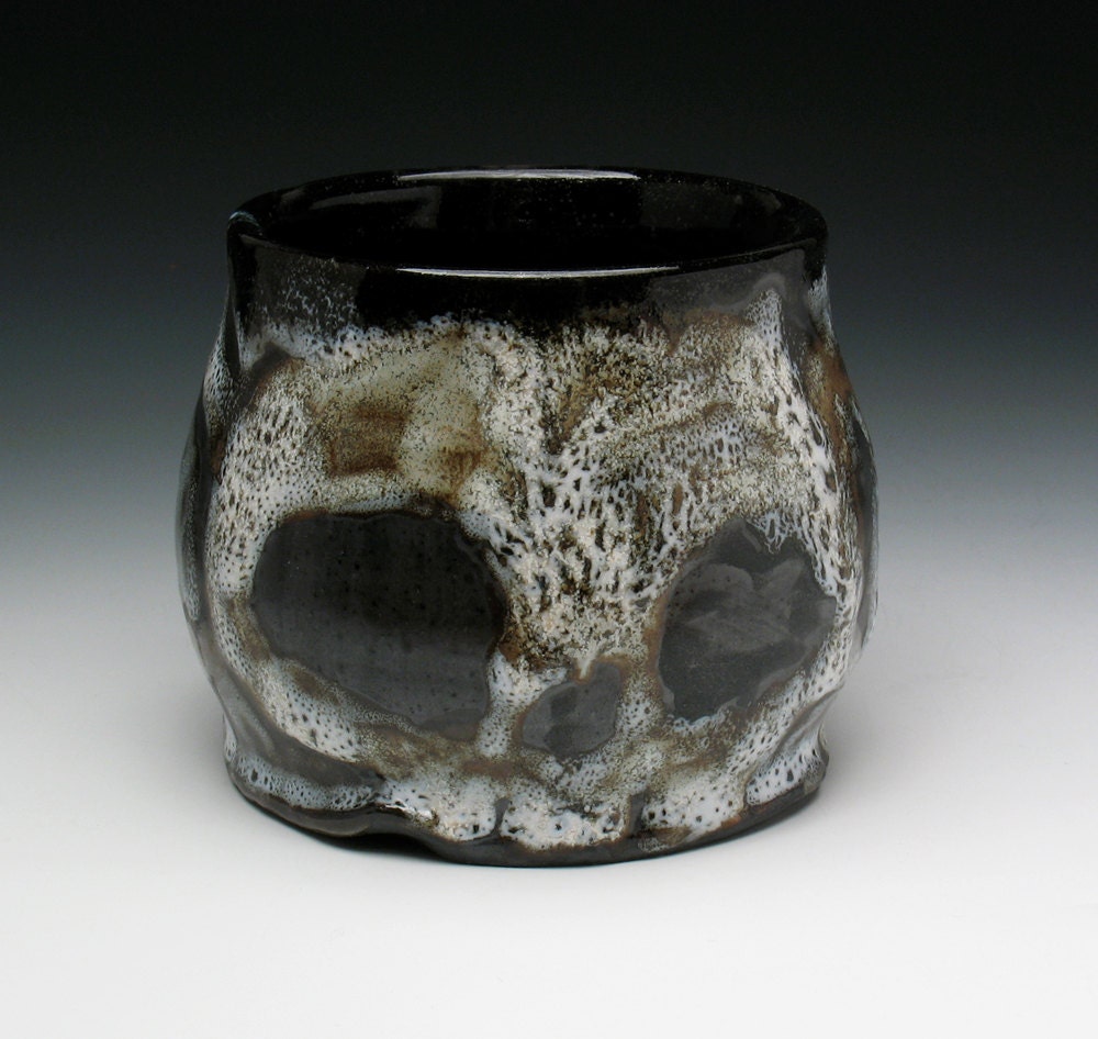 Gothic Skull Coffee Mug, Large Teacup, Stoneware Ceramic Mug