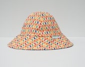 Children's Sun Hat Reversible (3-5 years) - Orange Beans