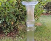 Variegated Grape Vine & Floral Upcycled Glass Bird Bath Feeder Garden Decoration  glassware ware candle or plant stand indoor outdoor