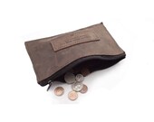 Leather zip Pouches - 2 Brown