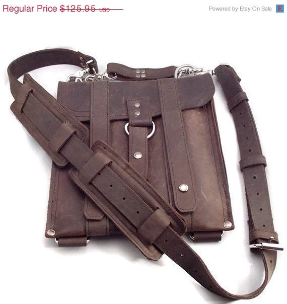 SALE 13" -  Leather Macbook Air Bag New: Handmade in the U.S.A. - Rustic Brown Color - Slim Messenger Style