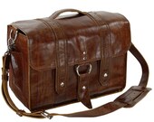 SALE 14" Leather Laptop Bag NEW - Manhattan Style - Italian Caramel - Handmade in the U.S.A with Italian-full-grain-leather -