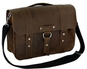 SALE 15"  Leather Laptop Bag New: Rustic Brown Color - Journeyman Style - Handmade in the U.S.A. -