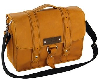 SALE 17" Leather Laptop Bag New: Handmade in the U.S.A. - Whiskey Sunrise Color - Voyager Style