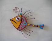 Twisted Sardine 2, Original Found Object Sculpture, Wood Carving, Wall Art, by Fig Jam Studio