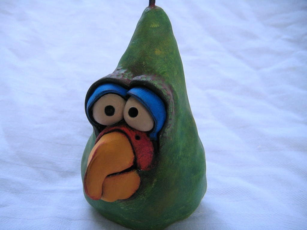 Pearrot, Original Clay Sculpture by Fig Jam Studio