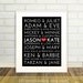 The Original Famous Couples Subway 8x10 Print - ALL Names Changeable and Colors, Other Sizes Available - 11x14, 16x20, 5x7.