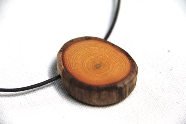 black birch wood pendant on a leather or steel cord
