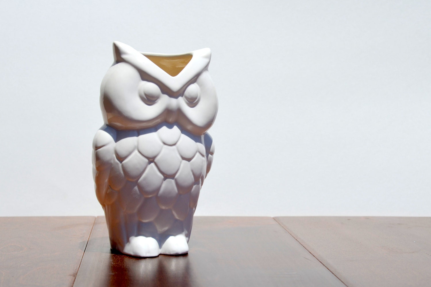 Vintage Ceramic Owl Vase Home Accessories Decor White by modclay