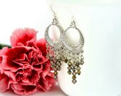 Bohemian Chandeliar Earrings Champagne grey swarovski crystals