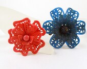 Pair of Colorful Celluloid Flower Brooches -  AS IS
