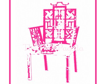 Pink Chinoiserie Chair 11x14 Giclee