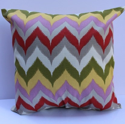 Multi-Color Ikat Zig Zag Chevron 18" Indoor/Outdoor Pillow Cover - Fabric by Swavelle Mill Creek