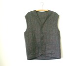 vintage men's vest DONEGAL TWEED wool herringbone / ivy - prep TRAD Jimmy Hourihan