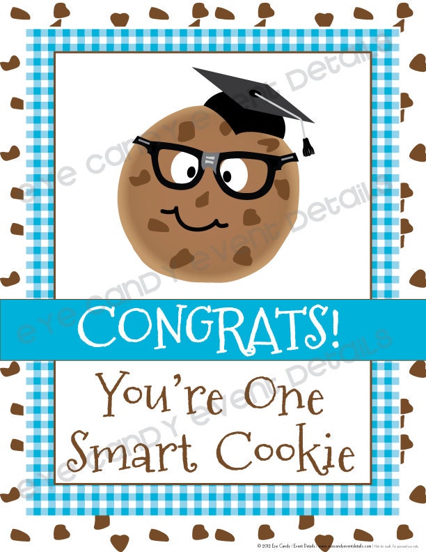 One Smart Cookie/ Milk & Cookies / Back to School Party Pack COMPLETE Set - GRADUATION Party - Blue and Brown -DIY Printable Collection
