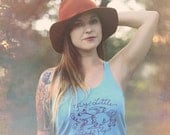 Little Birdie Screenprinted Eco Heather Teal Tank Top