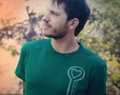 Heart and Soul Key Screenprinted Green Tshirt